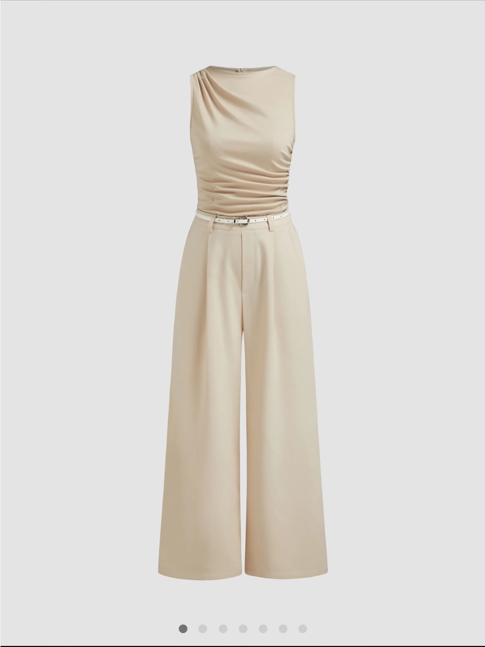 Cider Cream Sleeveless Wide-Leg Jumpsuit with Belt